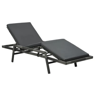 vidaXL - Ligbed - met - kussen - poly - rattan - grijs