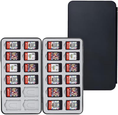 Draagbare Opbergdoos voor Speelkaarten met 24 Slots, Magnetische Sluiting en Geschikt voor Switch en Lite, Ideaal voor Gamingaccessoires