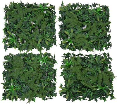 Wandpaneel MCW-O95, plantenwand wanddecoratie kunstplant, binnen/buiten, 4x 50x50cm = 1m² ~ varen/klimop
