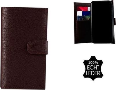 Samsung Galaxy S8 hoesje - Bookcase - Portemonnee Hoes Echt leer Double Wallet case Donker Bruin