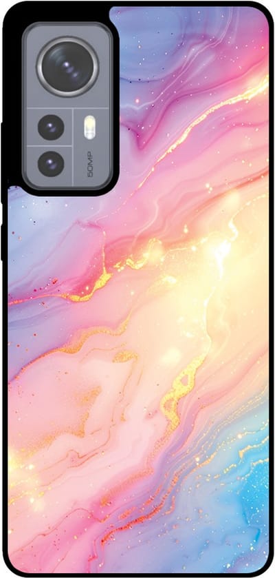 Smartphonica Telefoonhoesje Geschikt voor Xiaomi 12 met Regenboog Glitter Marmer Opdruk - TPU Backcover Case Rainbow Glitter Marble Design geschikt voor Xiaomi 12
