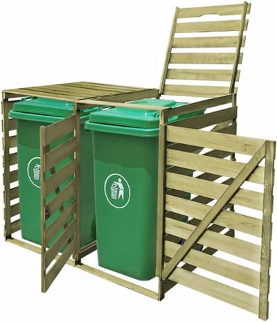 Vuilnisbak Schuur - Afvalbak Omkasting - Tuin Opruimen - Dubbele Bakken - 142 x 120 x 92 cm - Groen
