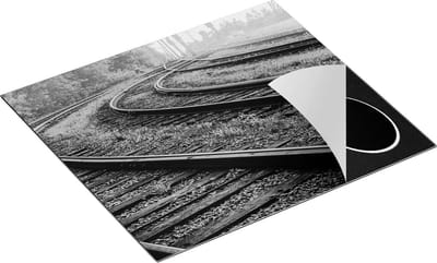 Chefcare Inductie Beschermer Rails Spoorwegen naast Elkaar - Zwart Wit - 60x50 cm - Afdekplaat Inductie - Kookplaat Beschermer - Inductie Mat