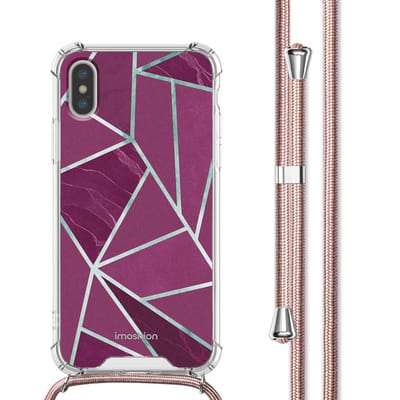 imoshion Hoesje - Geschikt voor Apple iPhone Xs / X - Design Hoesje met Koord - Bordeaux Graphic