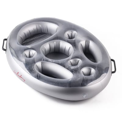 Opblaasbare Drijvende Bar Tray - 70x50x10cm, Grijs, Voor Zwembad, Spa en Jacuzzi, Dranken- en Eten Houder