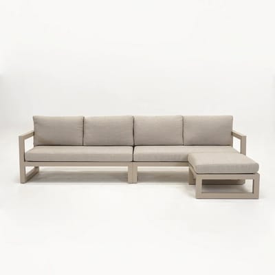 Vita Grosso 4-zits bank + hocker beige