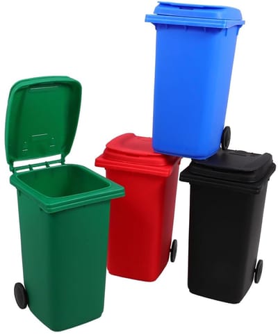 Mini Afvalbak Set - Bureau Bakjes - Bureau Opruimen - Met Realistisch Deksel - 4 Stuks - Diverse Kleuren