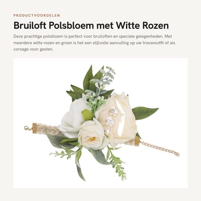 Dailygoods- Polsbloem Meerdere Witte Rozen - Corsages Bruiloft - Polscorsages - Feestpolsbloem - Huwelijksfotografie - Elegant Uiterlijk - Corsage