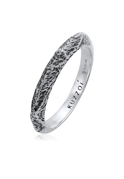 KUZZOI - Ring - Heren Band Ring Smalle Gebruikte Look Solide Trend in 925 Sterling Zilver - Heren