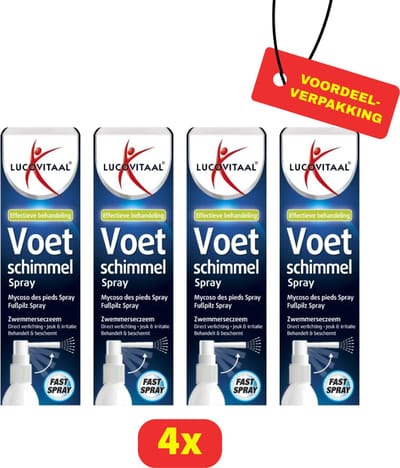Lucovitaal Voetschimmel Spray - Zwemmerseczeem - 4 x 25 ml - Voordeelverpakking