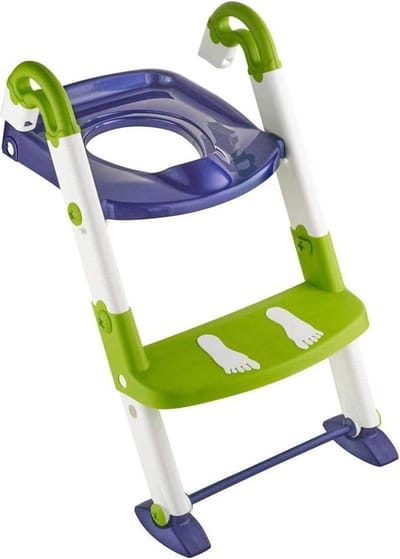 3-in-1 Toilettrainer met trapje 18-36 maanden - Afmetingen opgevouwen - Wit Groen Blauw