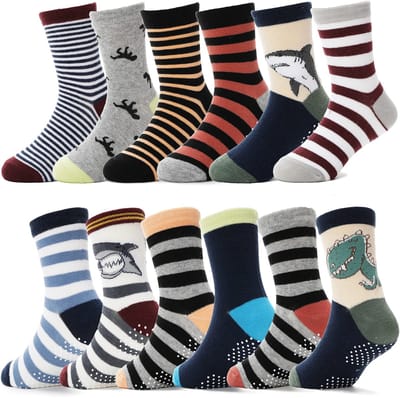 Dailygoods - Antislip Sokken voor Baby Jongens - 12 Paar Katoenen Crew Socks