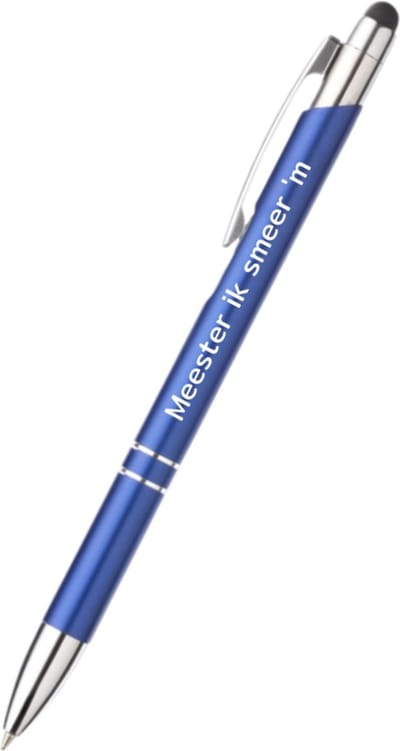 Akyol - meester ik smeer 'm pen - blauw - gegraveerd - Leraar - collega - pen met tekst - leuke pennen - grappige pennen - werkpennen - stagiaire cadeau - cadeau - bedankje - afscheidscadeau collega - welkomst cadeau - met soft touch - met soft touch