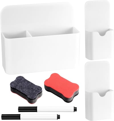 Magnetische Penhouder Set voor Koelkast, School en Kantoor met 2 Witte Bordspongen en 2 Pennen in 2 Maten