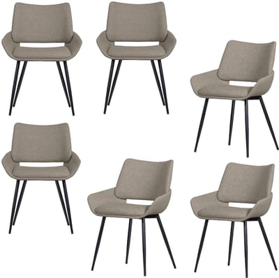 WOOOD Parade Eetkamerstoelen - Melange Stof - Zand - Set van 6