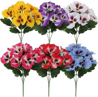 Allecta - Kunstmatige viooltjes bloemen bundels voor buiten - UV-bestendig - Kunstmatige wilde bloem madeliefje - Vensterbank doos veranda huis tuin - Bruiloft boerderij decoratie - Gemengde kleur
