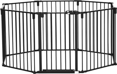 PawHut-Huisdierenspeelpen-482,5x2x76cm-Staal-Zwart