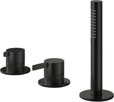 Hotbath Ace AC075 badrandcombinatie met staafhanddouche en 2-weg omstel geborsteld zwart PVD