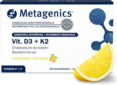Vitamine D3 + K2 (MK-7) - 56 kauwtabletten met Citroensmaak - Voor Sterke Botten - Spieren & Immuunsysteem