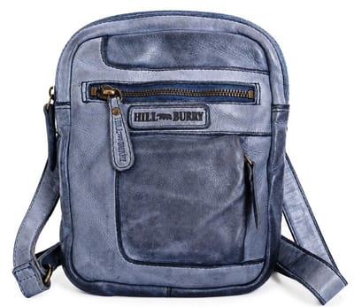 Hillburry Crossbody Gewassen Leer - Kangaroo Blue - compact formaat - (bxhxd) ca. 17cm x 22cm x 4cm