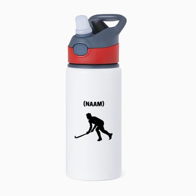 Hacebo® - Hockey met eigen naam waterfles met rietje rood - Hockey - Hockeyer - Sport - water fles - 650ML