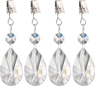 4x stuks tafelkleedgewichtjes kristallen druppels glas - Tafelkleedhangers - Tafelzeilgewichtjes