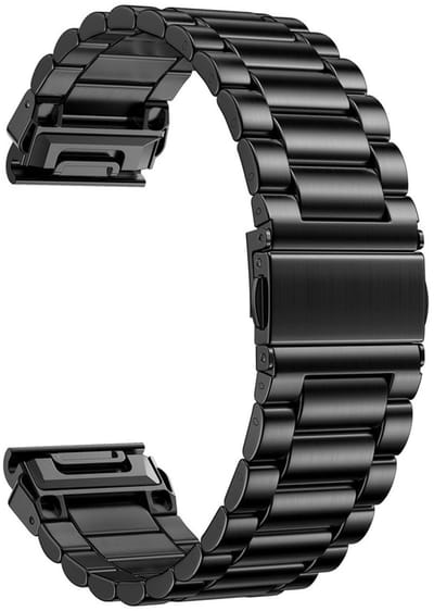 Stalen bandje - RVS - geschikt voor Garmin Fenix 5 (PLUS) / 6 (Pro) / 7 (Pro) / 8 (47 mm) / E (47 mm) / Epix (Pro) (2) / Approach S60/S62/S70 / MARQ / Instinct 1/2/3 (45mm) - zwart