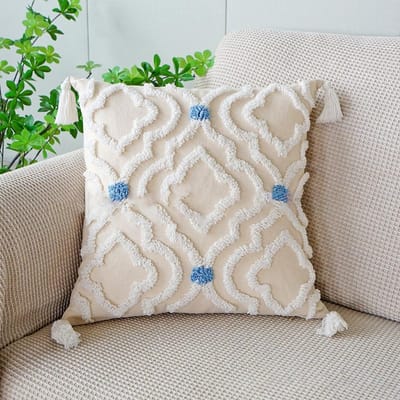 Housse de coussin bohème ronde brodée Housse de coussin géométrique ronde en velours brodé Housse de coussin de lit Housse de coussin de canapé 45x45cm
