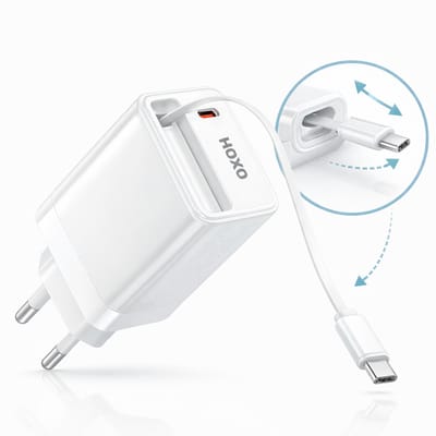 35W USB C Oplader met ingebouwde kabel - USB C Adapter - USB C Kabel - Snellader - USB C naar USB C Kabel