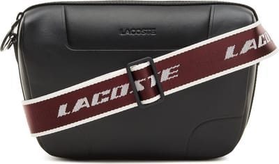 LACOSTE Leren Schoudertas Lacoste Original Crossover Bag Noir Cranberry Blanc Zwart
