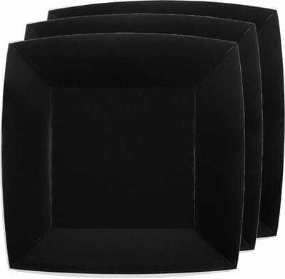 Santex Bordjes karton - 10x - vierkant - zwart - 23 x 23 cm - feestbordjes