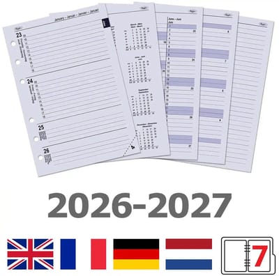 Kalpa 6206-26-27 210 x 144 mm A5 Agenda-invoegingen 1 Week per 2 Paginas EN DE FR NL 2026 2027