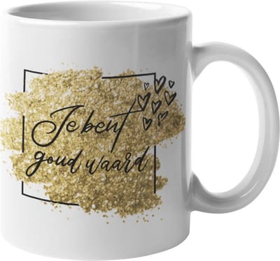Mok glitters goud Je bent goud waard verjaardag beker cadeau voor collega, vriend, vriendin, moeder, zus, baas