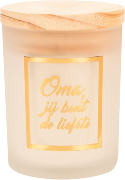 Geurkaars - Small scented candle - Oma, jij bent de liefste - Wit goud - 8x6x6cm
