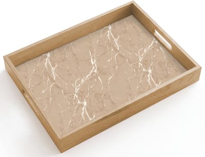 Dienblad hout 40x30 cm - Schootdienblad - Beige - Marmer - Organisch - Wit - Borrelplank rechthoek - Plateau dienbladen