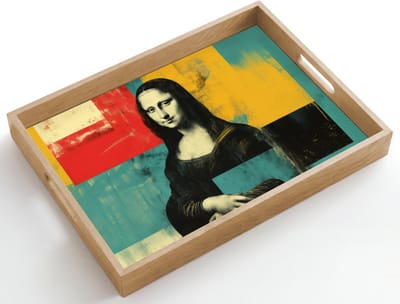 Dienblad hout 50x35 cm - Schootdienblad - Vrouw - Kleurvlakken - Klassieke schilderkunst - Borrelplank rechthoek - Plateau dienbladen