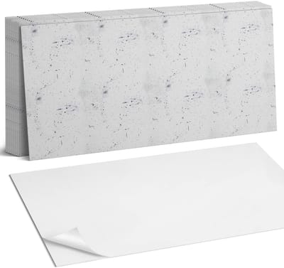 Coloray Plaktegels - Ruwe betontextuur Zelfklevende Wandtegels - 40 cm x 20 cm - Wit Plaktegels - 10 stuks - Rechthoek PVC Tegels - Plaktegels Badkamer - Vloertegels Zelfklevend - Vinyl Tegels Zelfklevend - Portugese Tegels