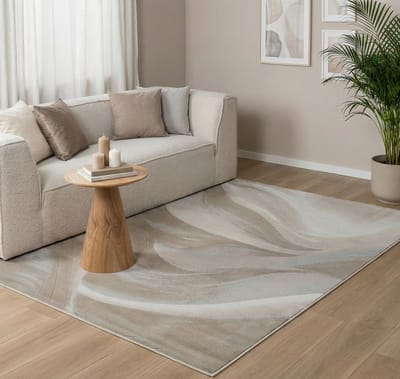 Flycarpets Ancora Modern vloerkleed - Beige / Grijs - Laagpolig Tapijt - 80x150 cm