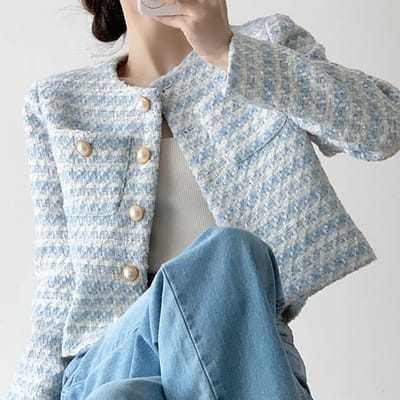 Herfst Dames Knopen Vest Jas Elegant Kantoor Tweed Jas Lange Mouw Jas Losse Bovenkleding voor Dames Winter L gray