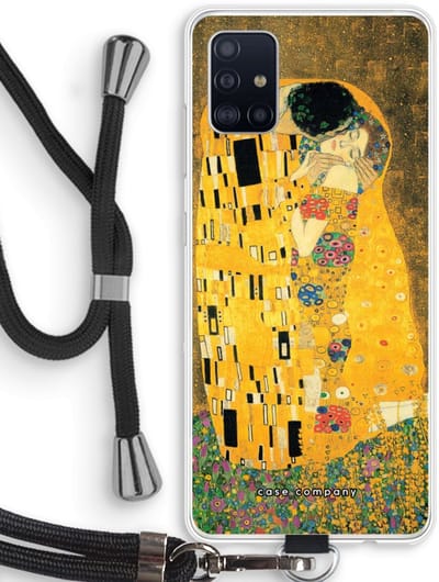 Case Company® - Hoesje met koord geschikt voor Samsung Galaxy A51 4G hoesje met Koord - Der Kuss - Telefoonhoesje met Zwart Koord - Bescherming aan alle Kanten en Over de Schermrand