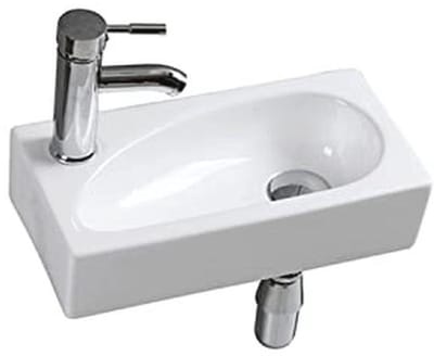 Kleine wandmontage keramische wastafel voor badkamer en toilet - Hoogglans wit