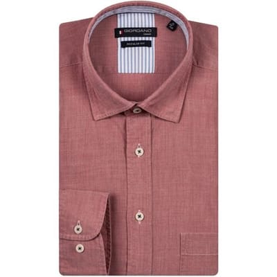 Giordano Overhemd Verona Button Under Washed Tencel Chambray Rood / male