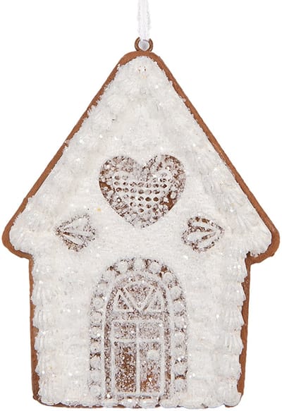 Clayre & Eef Kersthanger Gingerbread house 8x1x10 cm Wit Kunststof