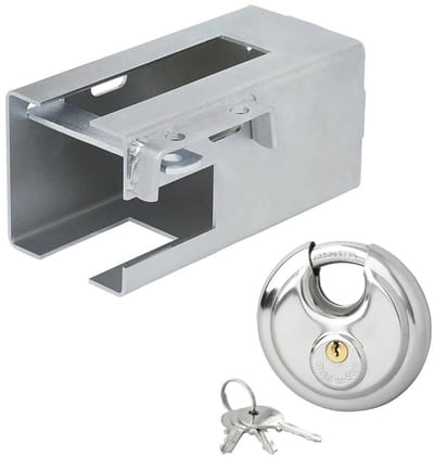 Proplus Aanhanger dissel slot - met discusslot van 90 mm - verzinkt staal - met 2 sleutels - zilver