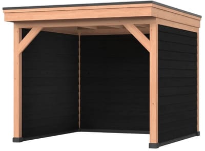 Douglas overkapping, 300 x 250, Met achterwand en zijwand, Westwood Comfort Basic zwart