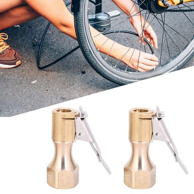 Dailygoods- Luchtboorkop 2 Stuks - Messing - Snelkoppeling 1/4 - Bandenhouder - Lock-on Clip - Duurzaam Hoogwaardig Metaal - Luchtventiel