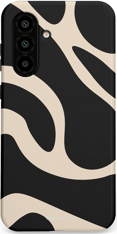 Casetastic hoesje geschikt voor Samsung Galaxy A36 / Samsung Galaxy A56 - Dubbellaagse bescherming - Zwart Zand Organische Golven - Fashion Case - Zwart Zand
