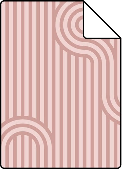 Proefstaal ESTAhome behang grafische lijnen oudroze - 26.5 x 21 cm - 131025-S