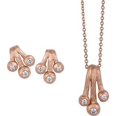 Orphelia Dames 925 Sterling Zilveren Set: Ketting-Pendant + Oorbellen - Roze SET-5233/1
