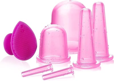 Cupping Set voor Gezicht en Ogen, Silicone Cups voor Massage en Huidverzorging, Inclusief Peeling Borstel voor Effectieve Huidverbetering